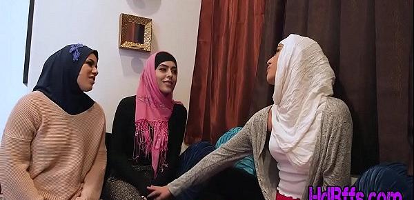  Muslim teen sluts sucking and riding cock in head scarfs at party